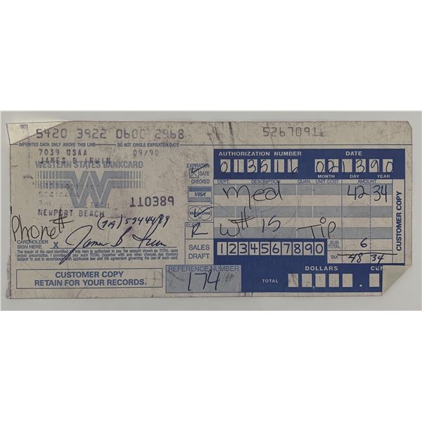 Astronaut James Irwin signed receipt