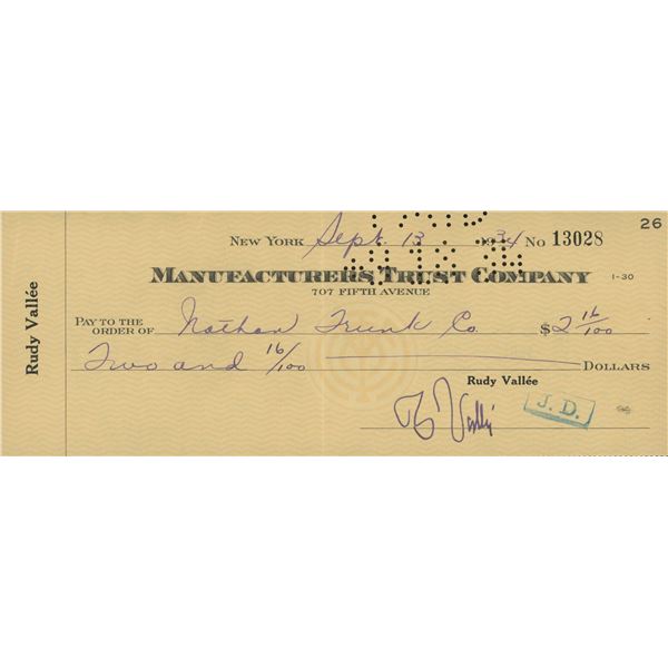 Rudy VallŽ signed check