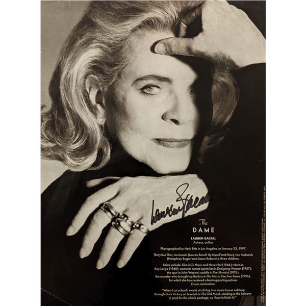Lauren Bacall Signed Magazine Page
