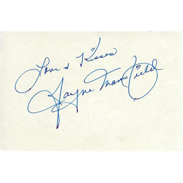Jayne Mansfield signed cut