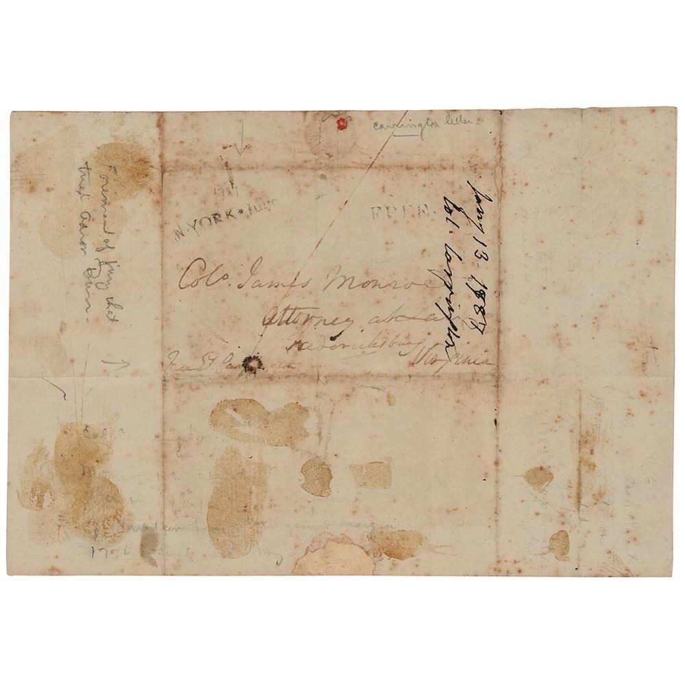 James Monroe Docketed Letter by Edward Carrington