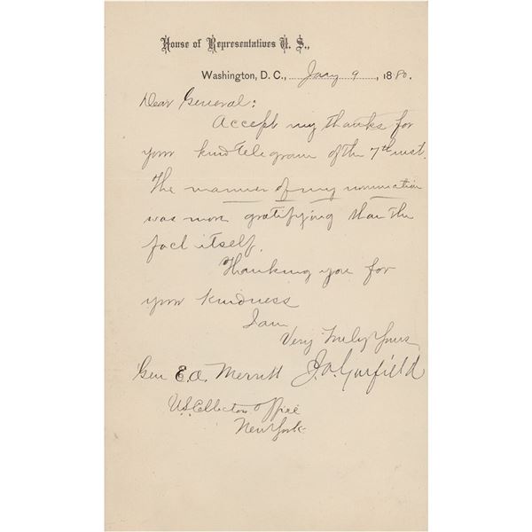James A. Garfield Letter Signed