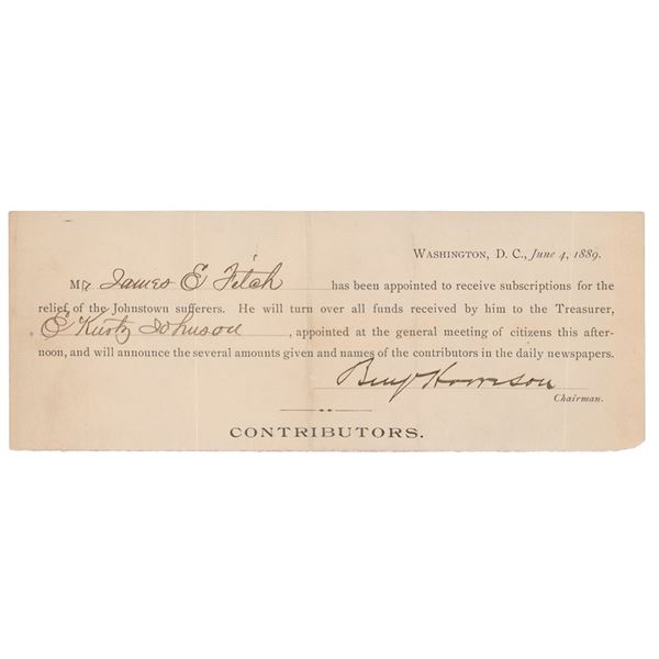 Benjamin Harrison Document Signed as President