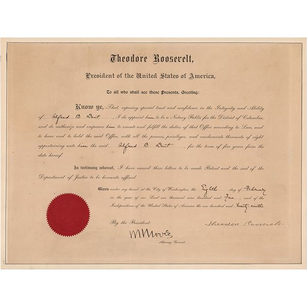 Theodore Roosevelt Document Signed as President