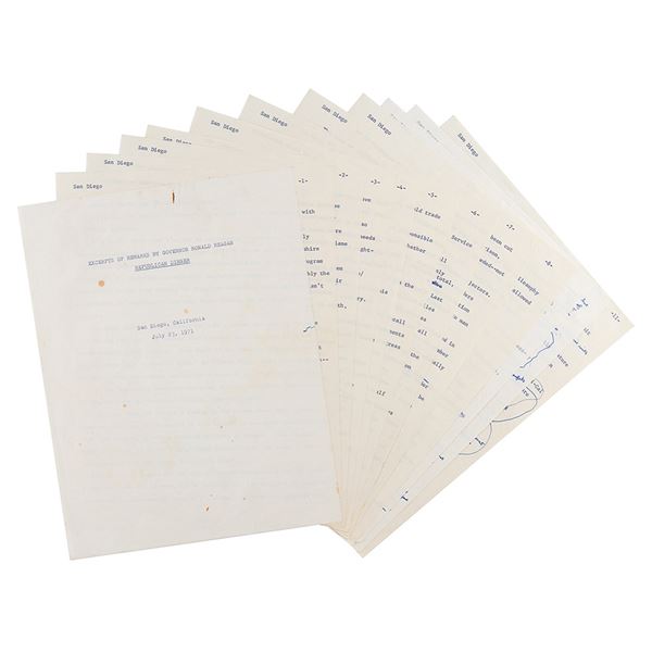 Ronald Reagan Hand-Annotated Speech Draft