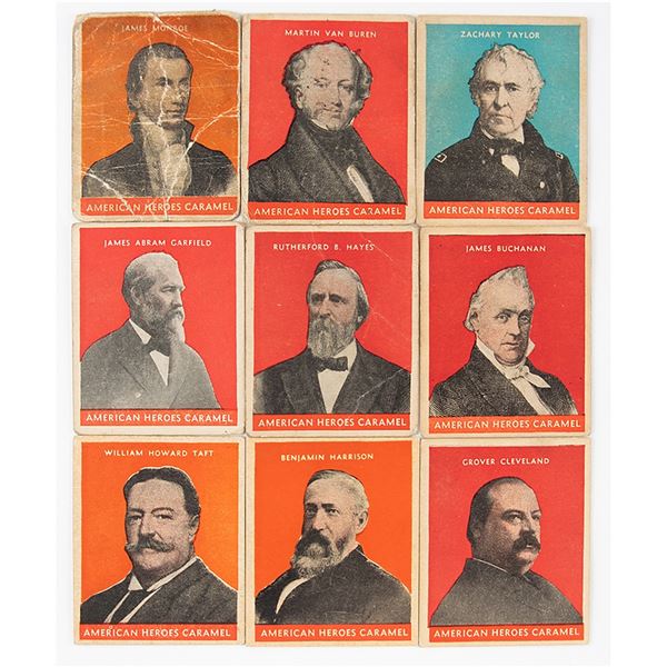 1932 US Caramel (R114) Presidents Cards Lot of (9)