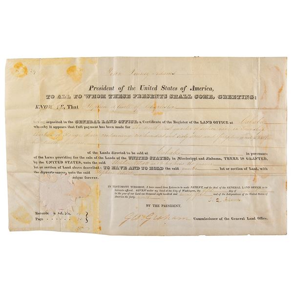 John Quincy Adams Document Signed as President