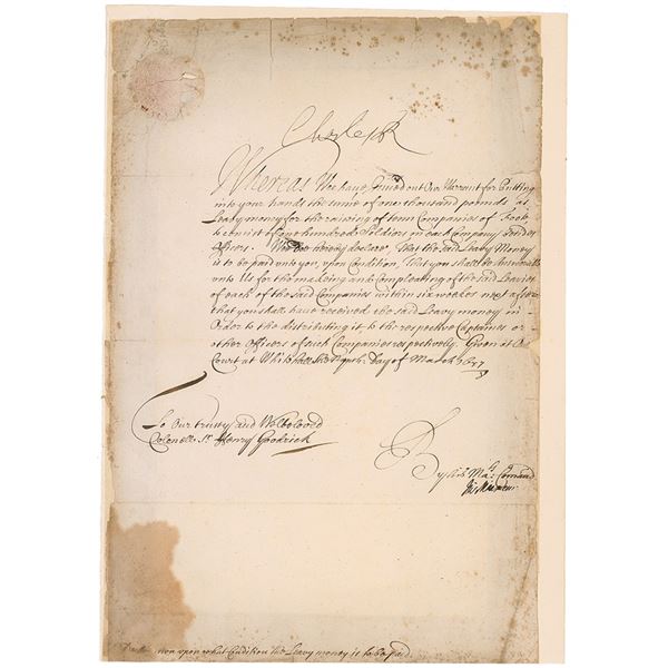 King Charles II Document Signed