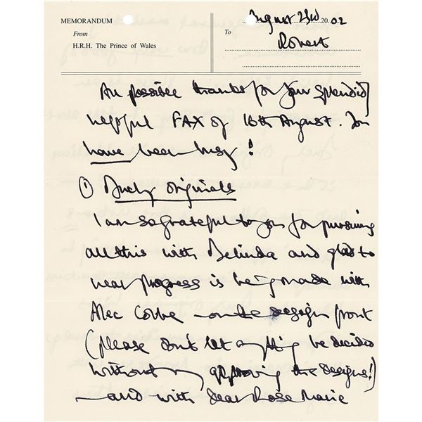 King Charles III Autograph Letter Signed