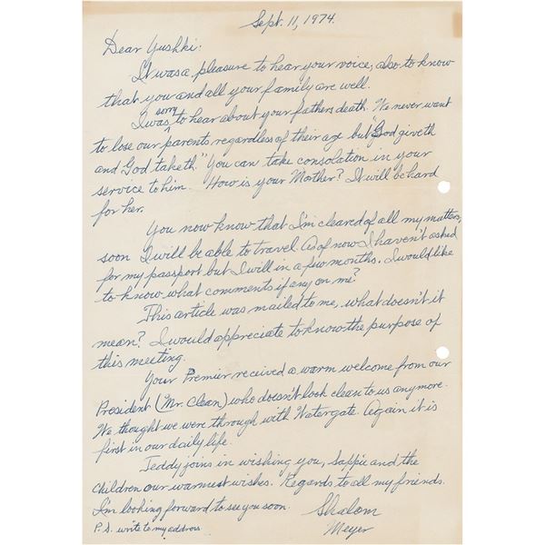 Meyer Lansky Autograph Letter Signed