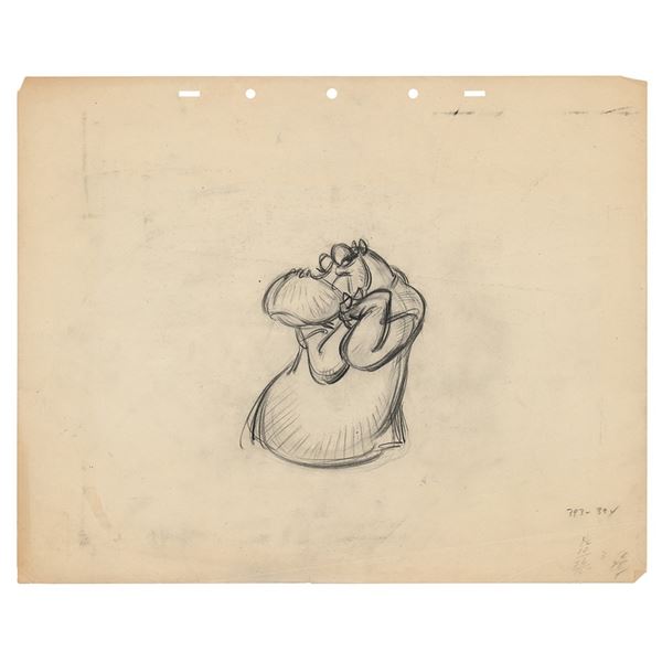 Preston Blair: Hyacinth Hippo (6) production drawings and (2) preliminary background drawings from F