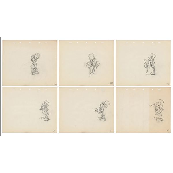 Preston Blair: Collection of (47) Jiminy Cricket production drawings from Pinocchio