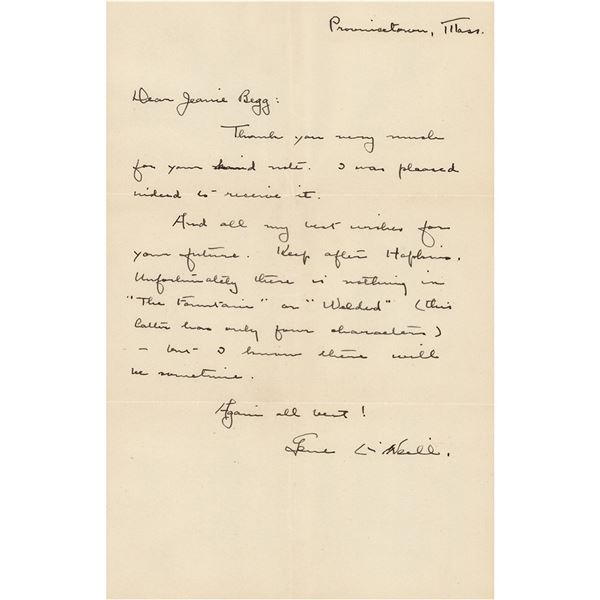 Eugene O'Neill Autograph Letter Signed