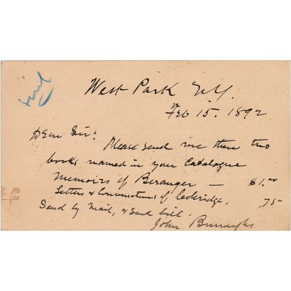 John Burroughs Autograph Letter Signed
