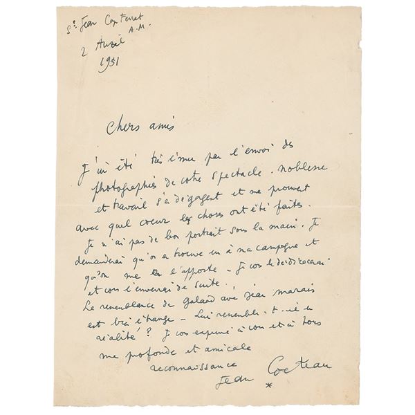 Jean Cocteau Autograph Letter Signed