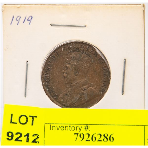 1919 CANADIAN LARGE PENNY EF/AU