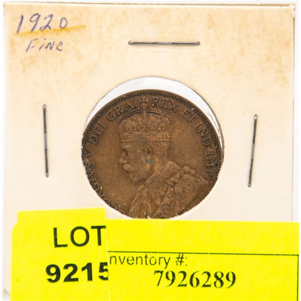 1920 CANADIAN LARGE PENNY F