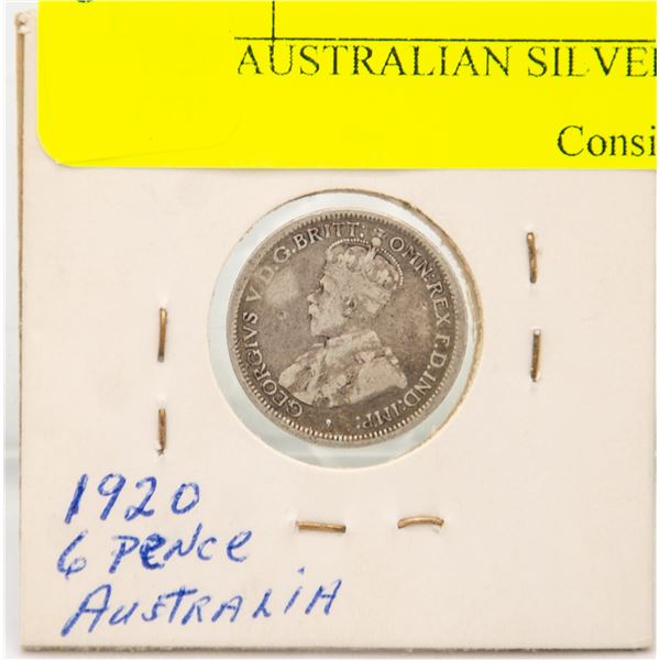 1920 AUSTRALIAN SILVER 6 PENCE COIN