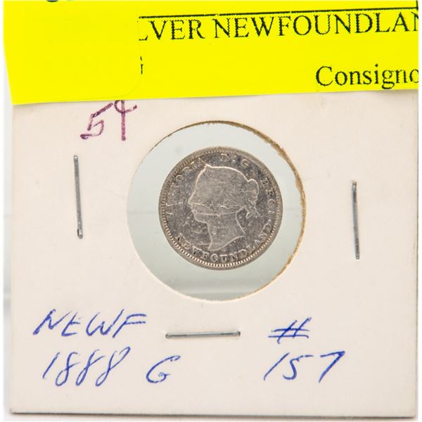 1888 SILVER NEWFOUNDLAND 5 CENT G