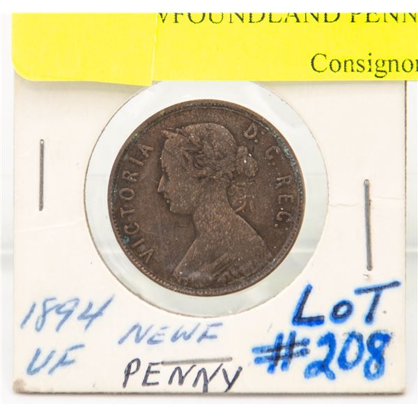 1894 NEWFOUNDLAND PENNY VF