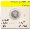 Image 1 : 1940 NEWFOUNDLAND 5 CENT COIN BU