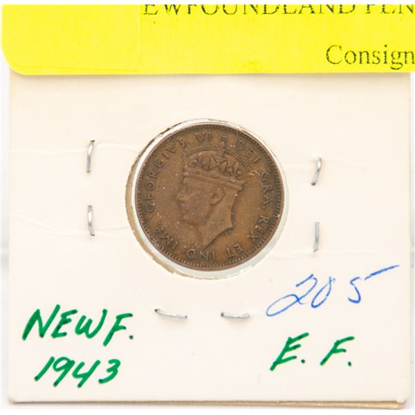 1943 NEWFOUNDLAND PENNY EF