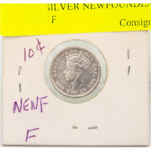 1938 SILVER NEWFOUNDLAND 10 CENT F