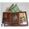 Image 1 : ANTIQUE WALLET WITH MONEY ETC