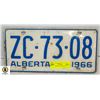 Image 1 : 1966 ALBERTA LICENSE PLATE