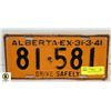 Image 1 : 1941 ALBERTA LICENSE PLATE