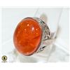 Image 1 : 925 SILVER RING SIZE 9.5 ORANGE STONE