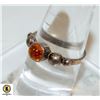 Image 1 : 925 SILVER RING SIZE 8.5 AMBER STONE