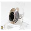 Image 1 : 925 SILVER RING SIZE 8 BLACK STONE