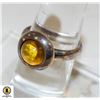 Image 1 : 925 SILVER RING SIZE 8 YELLOW STONE