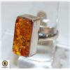 Image 1 : 925 SILVER RING SIZE 8.5 AMBER STONE