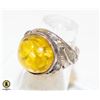 Image 1 : 925 SILVER RING SIZE 6.5 YELLOW STONE