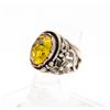 Image 2 : 925 SILVER RING SIZE 7.75 YELLOW STONE