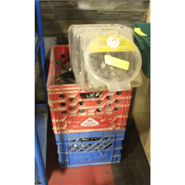 LOT OF THREE BINS OF ANTIQUE CASTORS