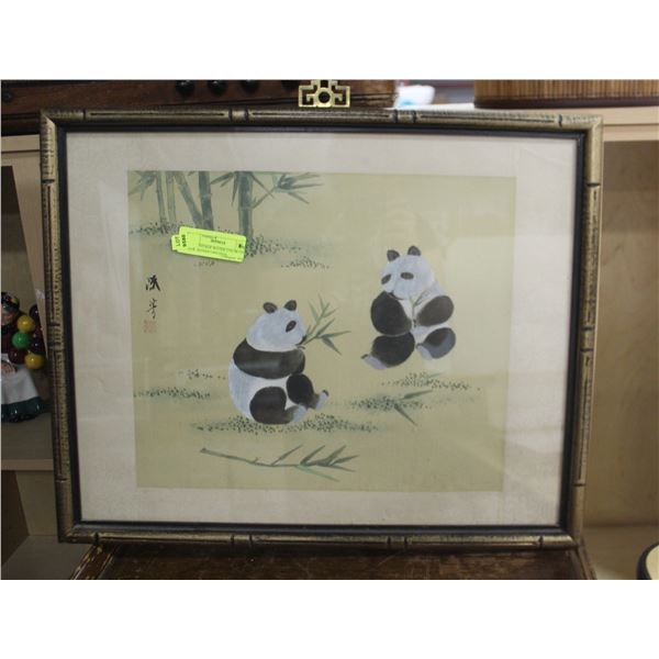 ONE VINTAGE WATER COLOR ON SILK. SIGNED ORIGINAL.