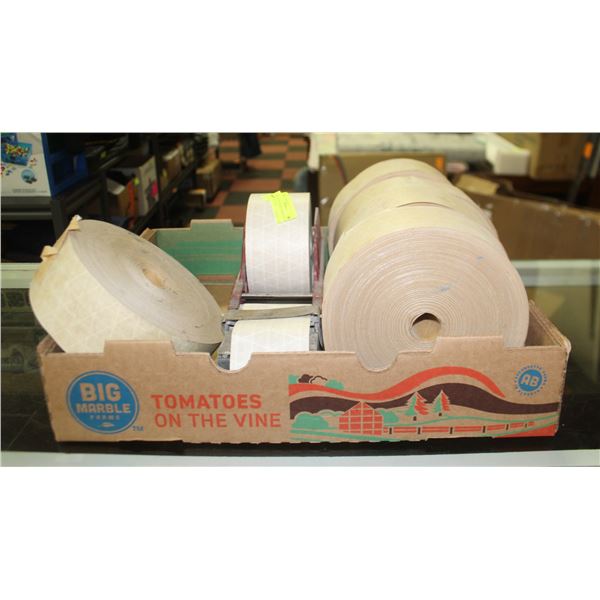ONE ANTIQUE BOX TAPER AND FIVE ROLLS OF TAPE