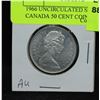 Image 2 : 1966 UNCIRCULATED SILVER CANADA 50 CENT COIN