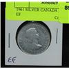 Image 2 : 1961 SILVER CANADA 50 CENT COIN EF
