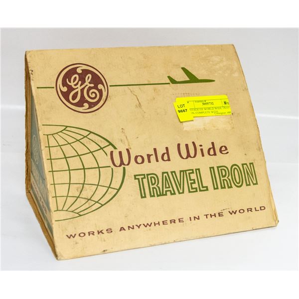 VINTAGE GE WORLD WIDE TRAVEL IRON, COMPLETE WITH