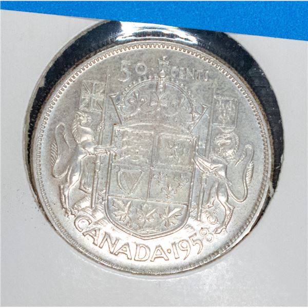 1958 SILVER CANADA 50 CENT COIN F