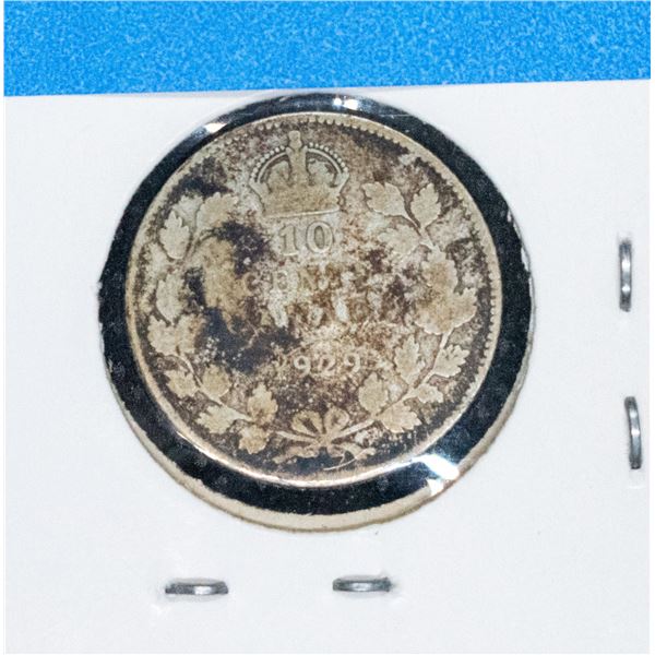 1929 CANADA SILVER 10 CENT COIN VG