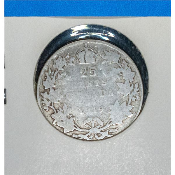 1919 CANADA 25 CENT COIN