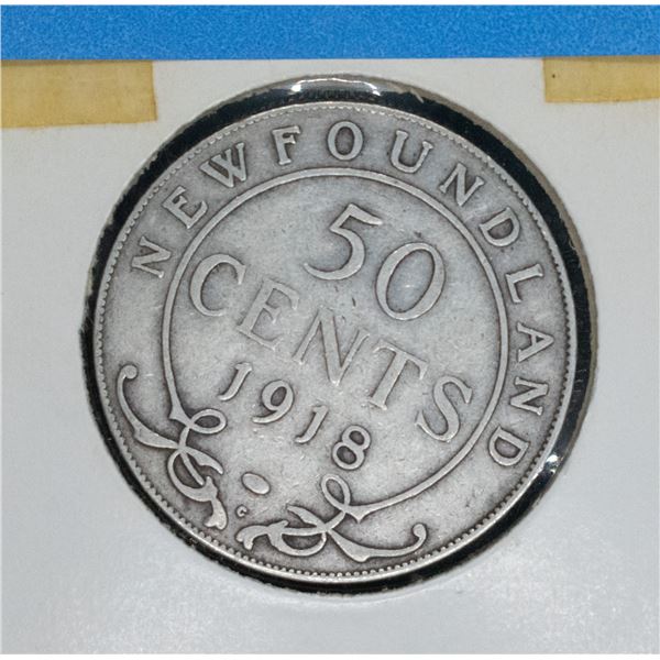 1918 NEWFOUNDLAND SILVER 50 CENT VG