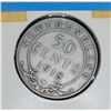 Image 1 : 1918 NEWFOUNDLAND SILVER 50 CENT VG