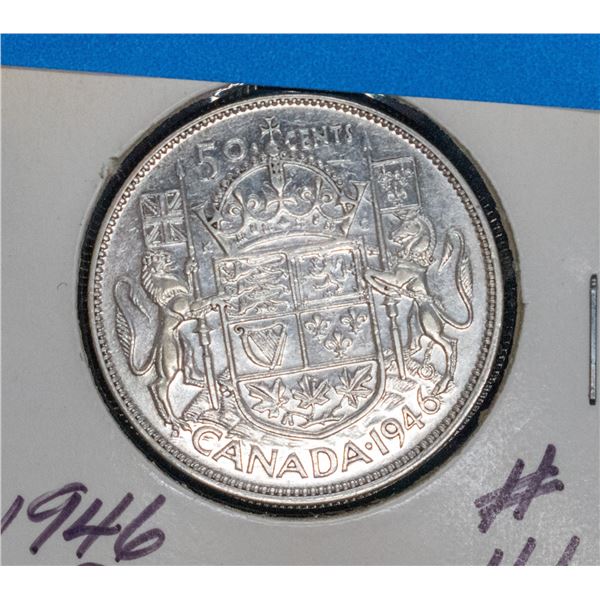 1946 SILVER CANADA 50 CENT COIN F