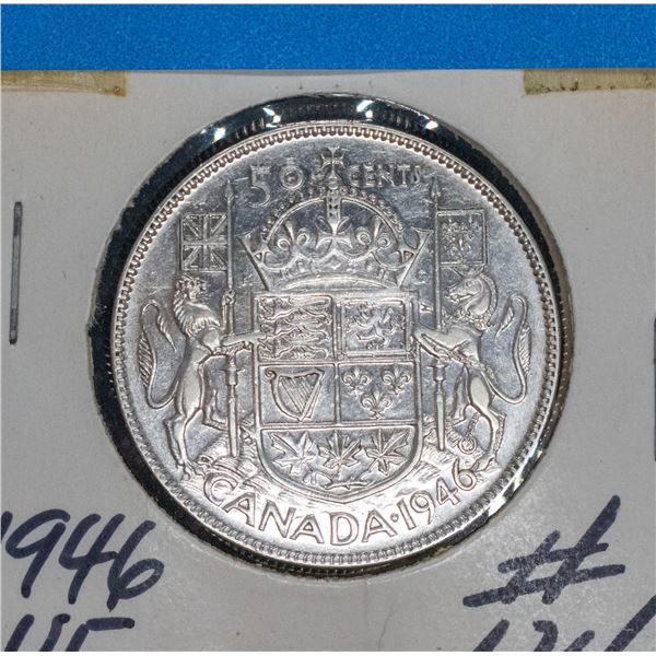 1946 SILVER CANADA 50 CENT COIN VF
